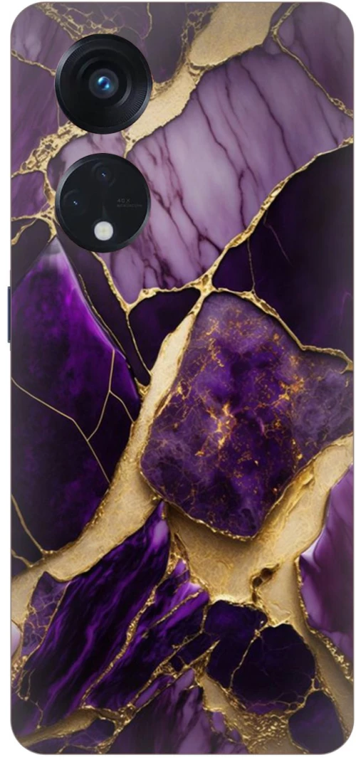 Marble Black-Purple Silicone Case θήκη για OPPO Reno8 T 5G