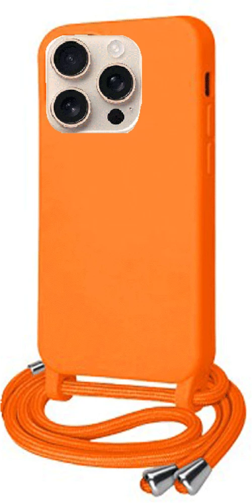 Cord Silicone back cover Case με κορδόνι Θήκη για Iphone 16 pro orange