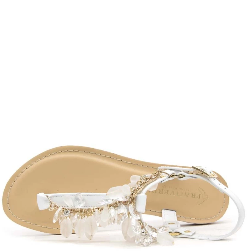 PRATIVERDI FLAT SANDALS WOMEN PRATIVERDI ΛΕΥΚΟ- ΜΠΕΖ (764-995-M90)
