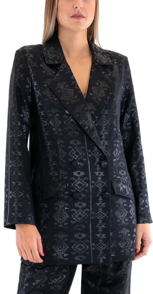 LACE LONG BLAZER WOMEN LACE ΜΑΥΡΟ (M-6144)