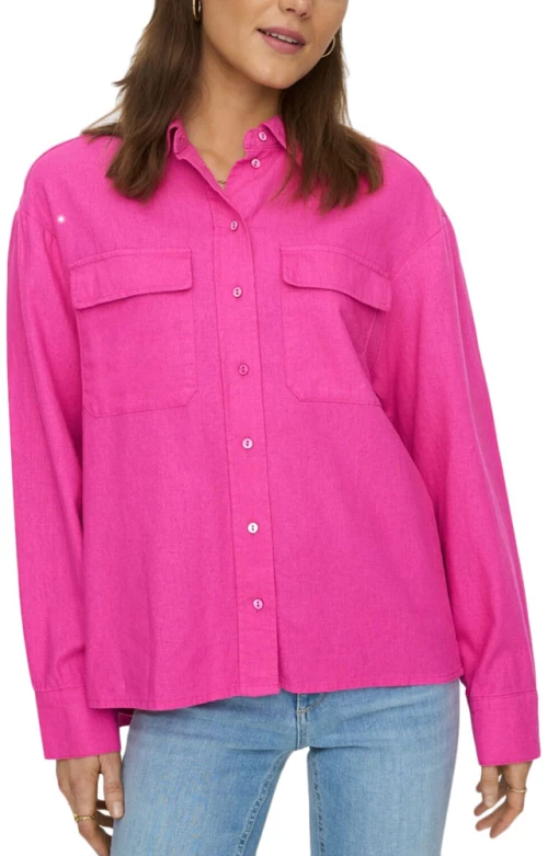 ONLY ONLCARO LINEN OVERSIZED FIT SHIRT WOMEN ONLY ΦΟΥΞΙΑ (15278795-PINK-YARROW)