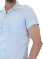 DSTREZZED LINEN SHIRT MEN DSTREZZED ΣΙΕΛ (311300-646)