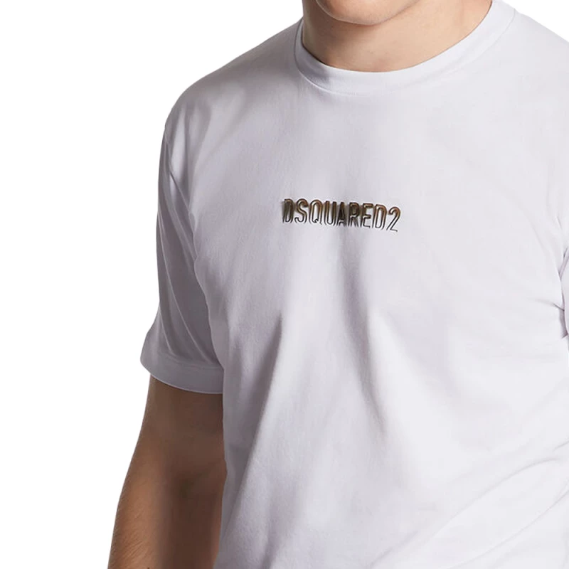 DSQUARED2 OUTLINE LOGO REGULAR FIT T-SHIRT MEN DSQUARED2 ΛΕΥΚΟ- ΜΑΥΡΟ (S74GD1415-D20020-100)
