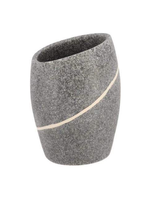 Ποτήρι μπάνιου polyresin/stone effect/γκρι 7.2x6.5x9,8cm