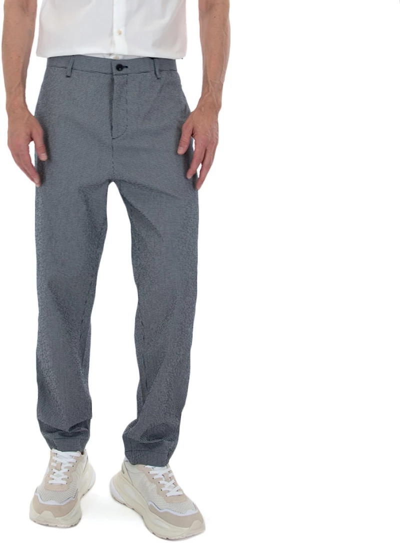 TED BAKER PREES SEARSUCKER TAPERED FIT PANTS MEN TED BAKER ΛΕΥΚΟ- ΜΑΥΡΟ (256708-BLACK-R)