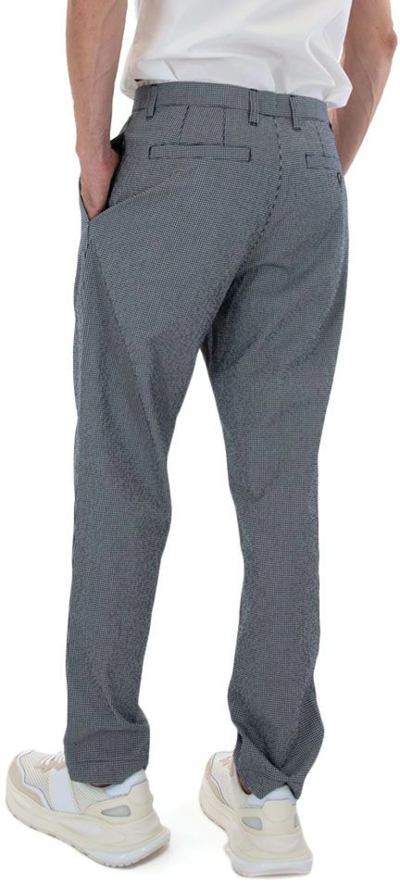 TED BAKER PREES SEARSUCKER TAPERED FIT PANTS MEN TED BAKER ΛΕΥΚΟ- ΜΑΥΡΟ (256708-BLACK-R)