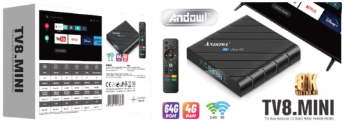 Andowl TV8.Mini Box8K GPU 4GB RAM και 64GB Αποθηκευτικό Χώρο με Λειτουργικό Android 13.0 - TV8.Mini Box