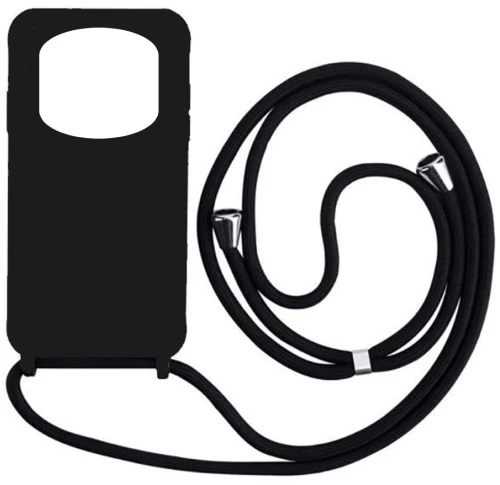 Cord Silicone back cover θηκη με κορδόνι για Xiaomi Note 14 Pro 5G black