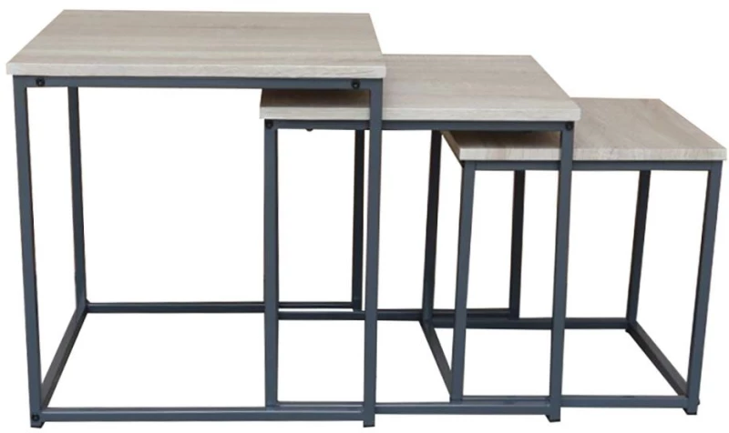 PLEGMA COFFEE TABLE SET 3ΤΕΜ SONOMA ΜΑΥΡΟ 48x48xH50cm Liberta 04-0575