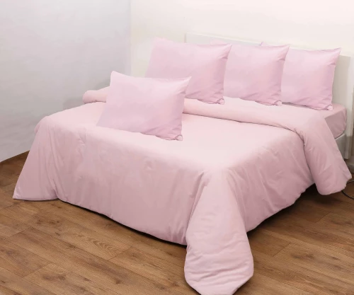 Σετ Σεντόνια Υπέρδιπλα Φανέλα Μονόχρωμο Ροζ 100% Βαμβάκι 240x265εκ 3100 Viopros
