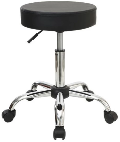 Σκαμπό, Βάση Χρώμιο, PU Μαύρο, Ρυθμιζόμενο Ύψος, Περιστρεφόμενο, Τροχήλατο GLORY Woodwell D35 H51/67εκ 18127ΕΜ406