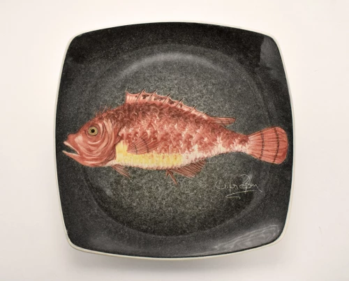 Πιάτο Τετράγωνο Κεραμικό Χειροποίητο Σκορπίνα Μαύρο - 14cm