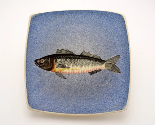 Πιάτο Τετράγωνο Κεραμικό Χειροποίητο Λαβράκι Μπλε - 29cm