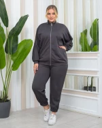 SINDY γυναικεία φούτερ ζακέτα με φερμουάρ γκρι (BIGSIZE) 5% ελασταν, 95% pes