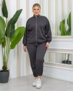SINDY γυναικεία φούτερ ζακέτα με φερμουάρ γκρι (BIGSIZE) 5% ελασταν, 95% pes