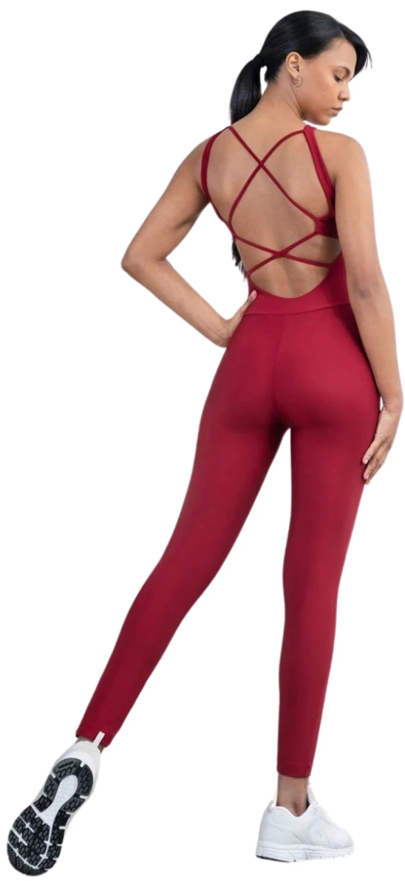 Cross Striped Jumpsuit Push-Up και Σμίλευσης Lismina 2402 Red Wine