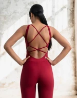 Cross Striped Jumpsuit Push-Up και Σμίλευσης Lismina 2402 Red Wine