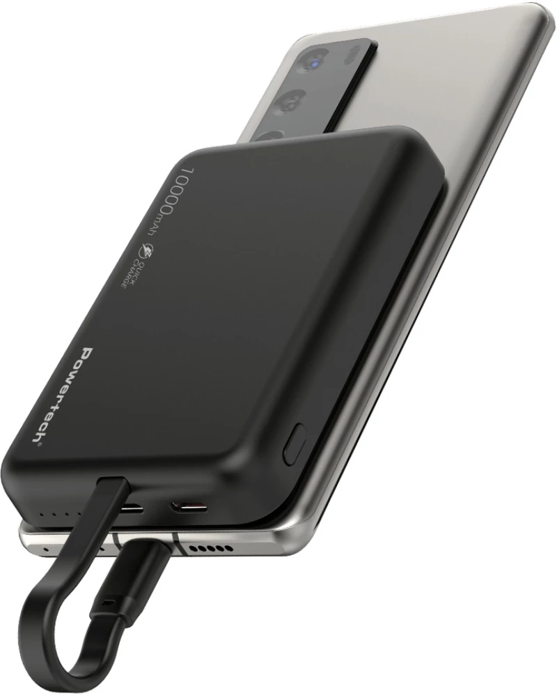 POWERTECH power bank PT-1376 με καλώδιο  10000mah  magnetic wireless  20W  μαύρο