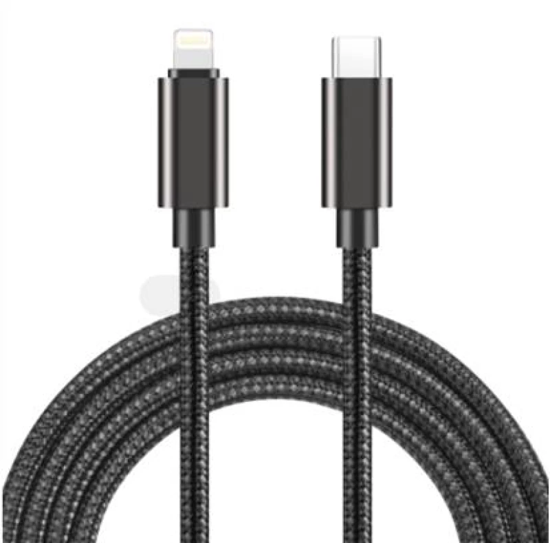 Naxius Cable Braided Type-C_Lightning 1m NXCBCL-PD28 480Mbps_27W 2.4A Black Naxius