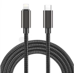 Naxius Cable Braided Type-C_Lightning 1m NXCBCL-PD28 480Mbps_27W 2.4A Black Naxius