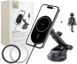 TECH-PROTECT MM15W-V6 MAGNETIC MAGSAFE DASHBOARD & VENT CAR MOUNT WIRELESS CHARGER 15W BLACK/BLACK