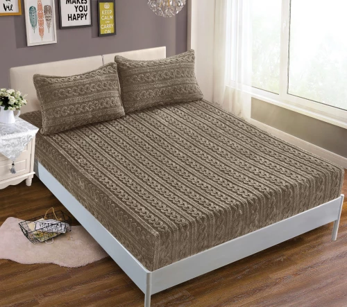 Σεντόνι fleece braid (160cm x 200cm ) καφέ - -