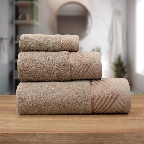 LINO ΣΕΤ ΠΕΤΣΕΤΕΣ LORAF BEIGE 3ΤΜΧ Beige Σετ Πετσέτες