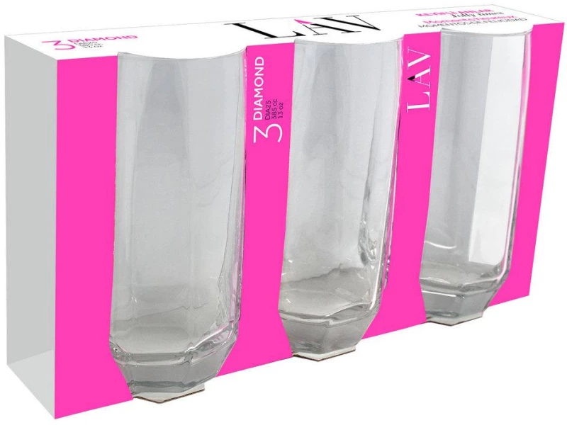 ΣΕΤ 3τεμ. ΠΟΤΗΡΙΑ ΣΩΛΗΝΑ 385ml DIAMOND - LAV