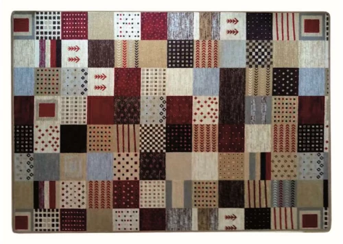 Sdim Μοκέτα με Αντιολισθητικό Υπόστρωμα Patchwork 001Κ΄΄οκκινο-Καφέ Σετ: (67x150cm. 2τμχ & 67x200cm.) - -