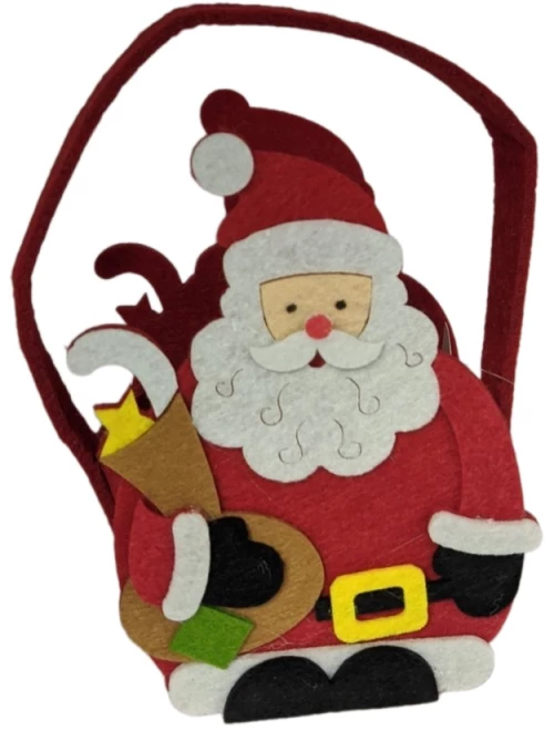 Καλάθι τσόχινο Άγιος Βασίλης με δώρα 16x15x6cm Xmasfest 1133837 1 τεμάχιο