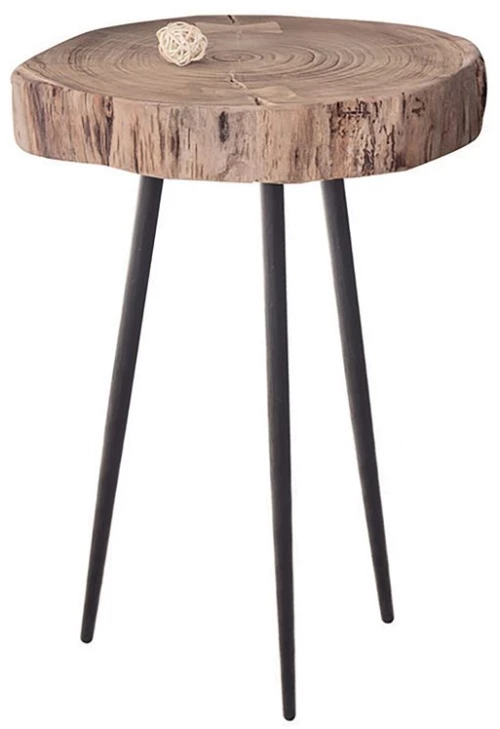 WOODWELL ΕΑ7104,3PATEL Τραπεζάκι Σαλονιού Καθιστικού, Μέταλλο Βαφή Μαύρο, Ξύλο Ακακία Φυσικό +/-33x32x30cm ΕΑ7104,3