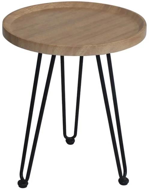WOODWELL ΕΜ963,1MATRIX Τραπεζάκι Σαλονιού Καθιστικού, Μέταλλο Βαφή Μαύρο, Ξύλο Φυσικό Φ76xH.45cm ΕΜ963,1