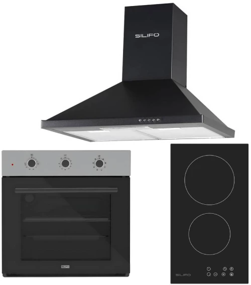 SILIFO ΣΕΤ ΦΟΥΡΝΟΣ SF6008 INOX + ΕΣΤΙΑ DOMINO ΚΕΡΑΜΙΚΗ SF6801HDV2 + ΑΠΟΡΡΟΦΗΤΗΡΑΣ ΚΑΜΙΝΑΔΑ SF6622 BLACK 60CM (4 ΕΤΗ ΕΓΓΥΗΣΗ ΕΛΛΗΝΙΚΗΣ ΑΝΤΙΠΡΟΣΩΠΕΙΑΣ) SILIFO 999-002-92281