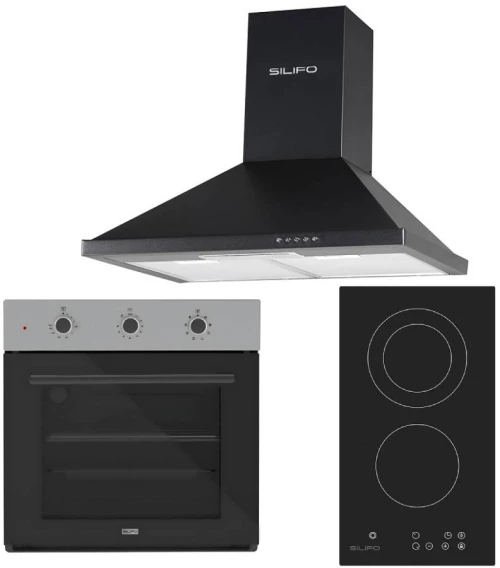 SILIFO ΣΕΤ ΦΟΥΡΝΟΣ SF6008 INOX + ΕΣΤΙΑ DOMINO ΚΕΡΑΜΙΚΗ SF6802HDV3 + ΑΠΟΡΡΟΦΗΤΗΡΑΣ ΚΑΜΙΝΑΔΑ SF6622 BLACK 60CM (4 ΕΤΗ ΕΓΓΥΗΣΗ ΕΛΛΗΝΙΚΗΣ ΑΝΤΙΠΡΟΣΩΠΕΙΑΣ) SILIFO 999-002-92331