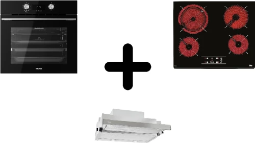 Teka HLB 8416 BK Φούρνος πολλαπλών λειτουργιών+TT 6420 Κεραμική Εστία+CNL 6610 Συρόμενος απορροφητήρας