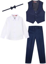 Σετ με υφασμάτινο παντελόνι αγόρι 4 τμχ Boutique boy" μπλε