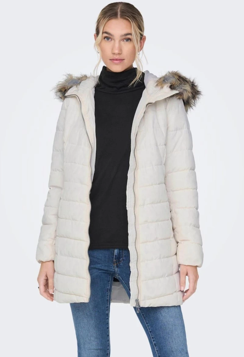 Μπουφάν μακρύ "Fur Coat" εκρού