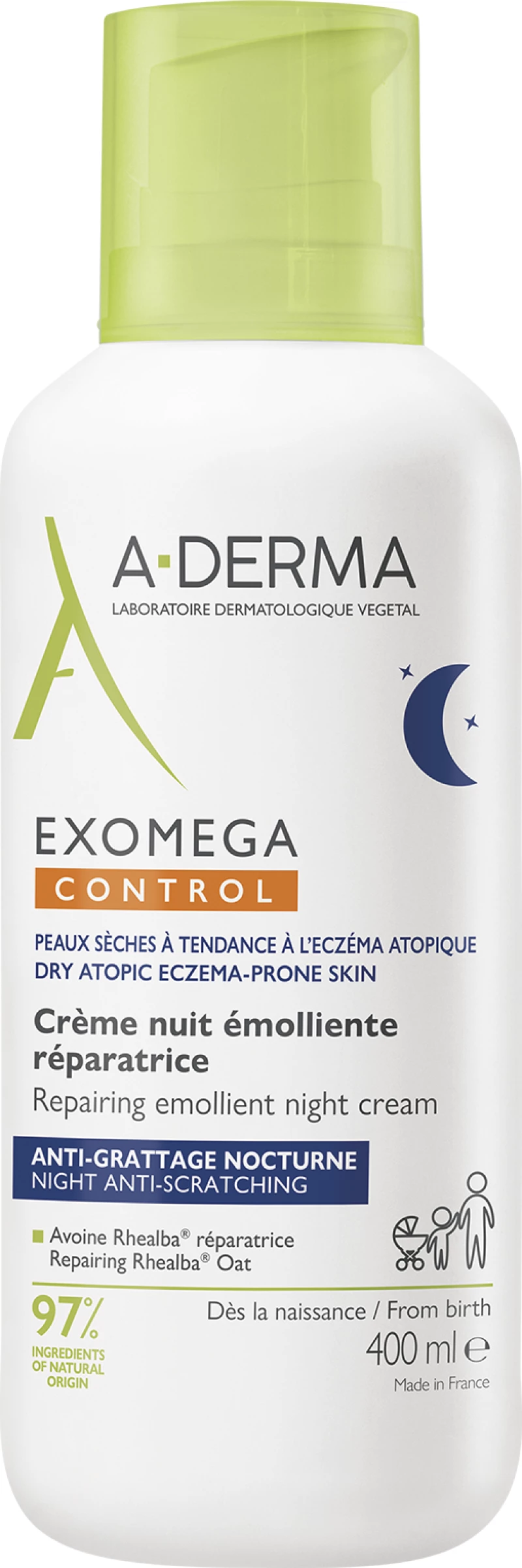 A-Derma |  Exomega Control-  Επανορθωτική μαλακτική κρέμα νυκτός | 400ml