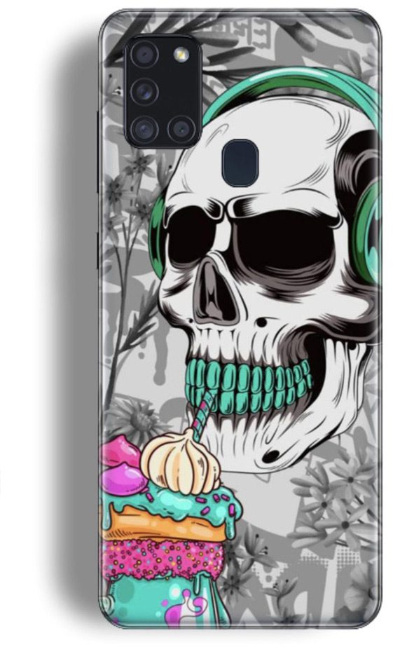 Skull Silicone case Θήκη για Samsung Galaxy A21S white