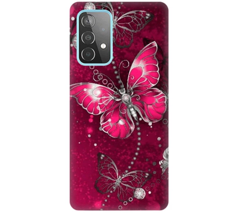 Butterfly Silicone case Θήκη για Samsung Galaxy A13 4G fuchsia