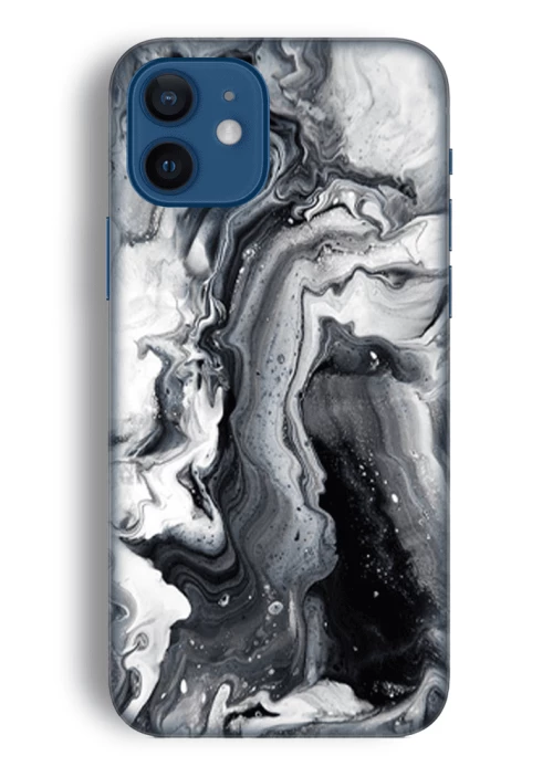 Marble Silicone case Θήκη για Iphone 12 Mini black-white 2