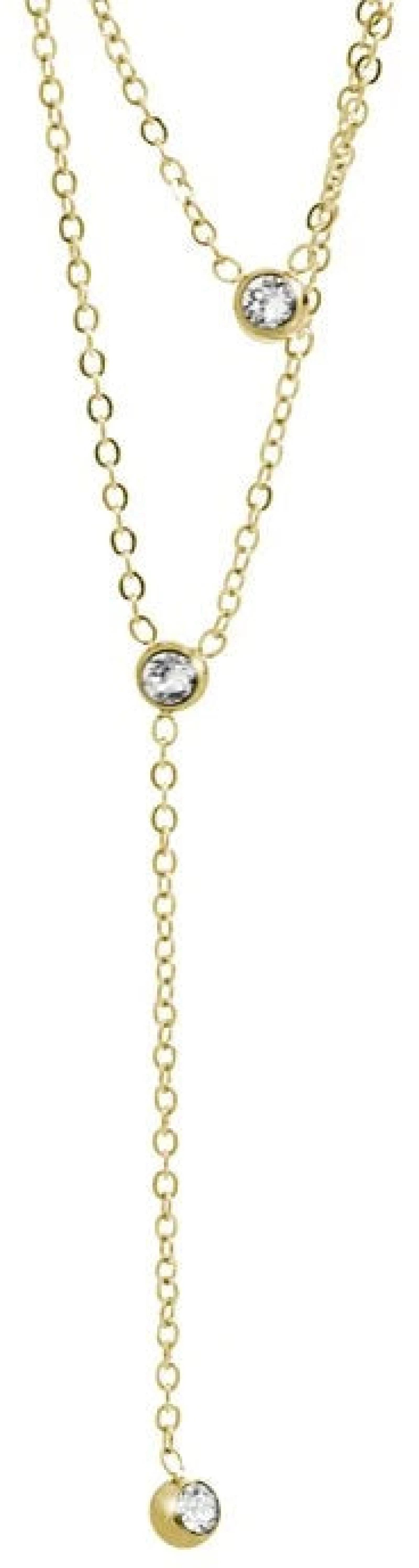 Ατσάλινο κολιέ με κρύσταλλα Swarovski επιχρυσωμένο (J1036)