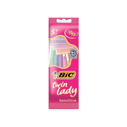 Bic Twin Lady Ξυραφάκια Σώματος Με 2 Λεπίδες & Λιπαντική Ταινία Για Ευαίσθητες Επιδερμίδες 5τμχ