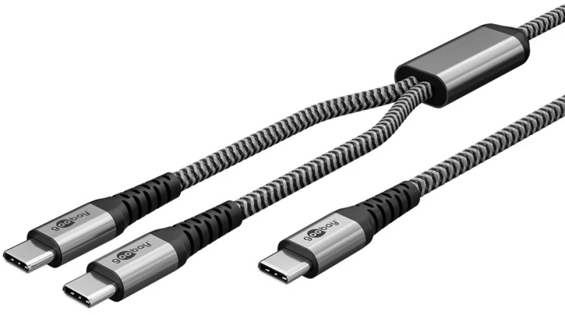 GOOBAY καλώδιο USB-C σε 2x USB-C 75739, 60W, 480Mbps, 1.5m, γκρι