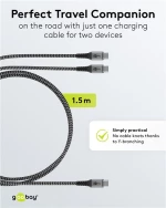 GOOBAY καλώδιο USB-C σε 2x USB-C 75739, 60W, 480Mbps, 1.5m, γκρι