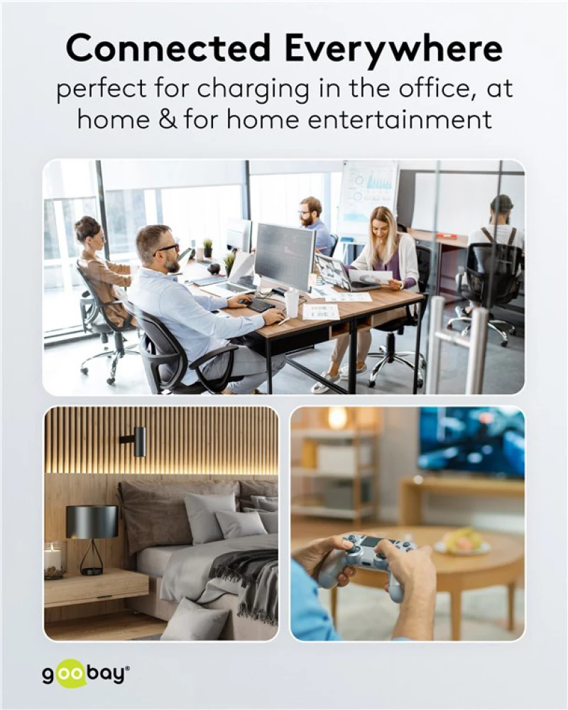 GOOBAY καλώδιο USB-C σε 2x USB-C 75739, 60W, 480Mbps, 1.5m, γκρι