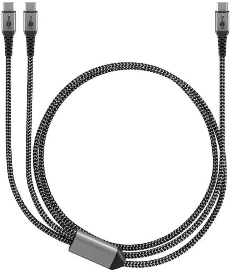 GOOBAY καλώδιο USB-C σε 2x USB-C 75739, 60W, 480Mbps, 1.5m, γκρι