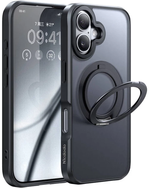 McDodo PC-4931 MagSafe case for iPhone 16 Plus with stand (black)