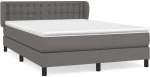 vidaXL Κρεβάτι Boxspring με Στρώμα Γκρι 140x200εκ. από Συνθετικό Δέρμα