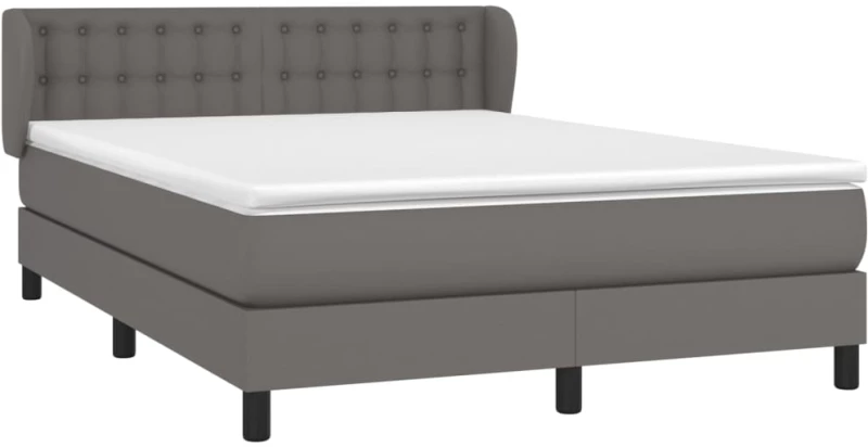 vidaXL Κρεβάτι Boxspring με Στρώμα Γκρι 140x200εκ. από Συνθετικό Δέρμα
